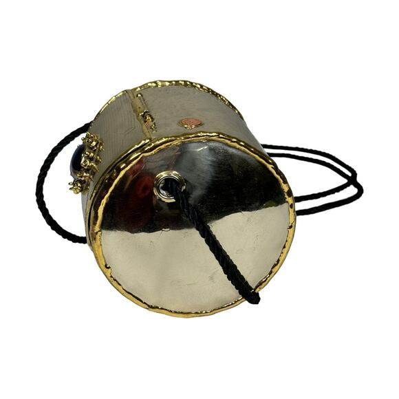 Vintage Lunacy Designs Hand Crafted Mixed Metal Mini Purse Bag Gold Silver Stone - Picture 6 of 11